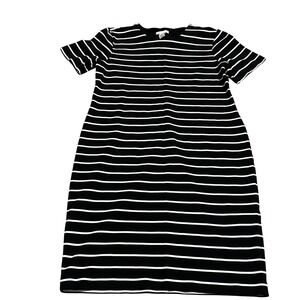 HM Basic Womens Black White Striped Short Sleeve Shift T-Shirt Dress Large L